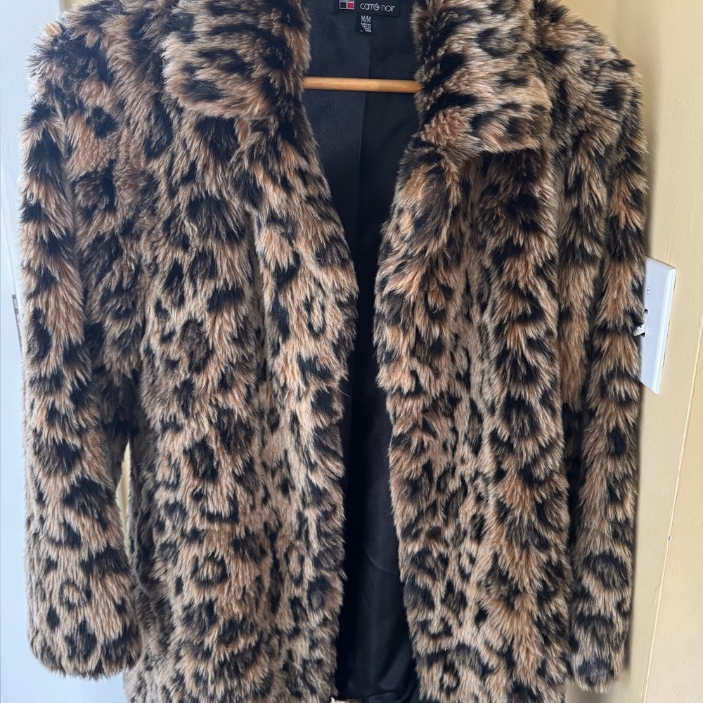 Carré Noir Leopard Faux Fur Jacket